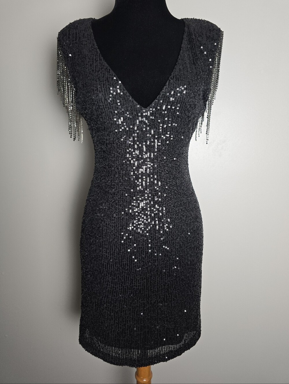 Betsy Johnson Sequin Beaded Fringe Cocktail Dress Size M NWT